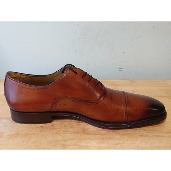 Magnanni Captoe Oxford Dress Shoes Cognac Brown Men’s Size 14M Made In Spain main image 5
